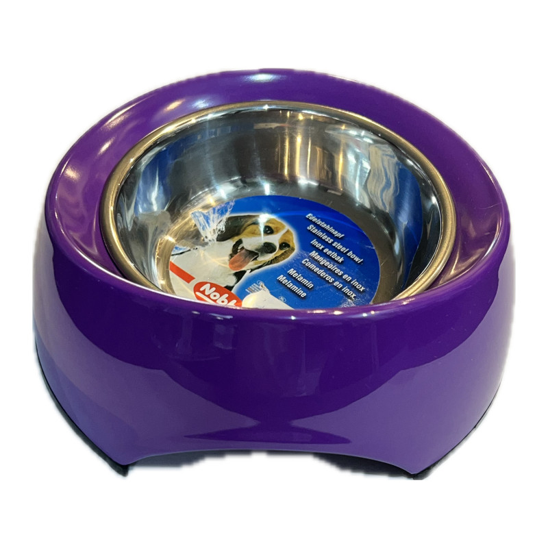 Gamelle Nobby Inox / Mélamine Mauve - antidérapante - lavable en machine