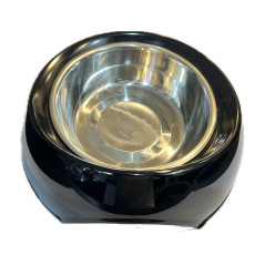 Gamelle pour chien inox / Mélamine Noir - antidérapante - lavable en machine - 350ml