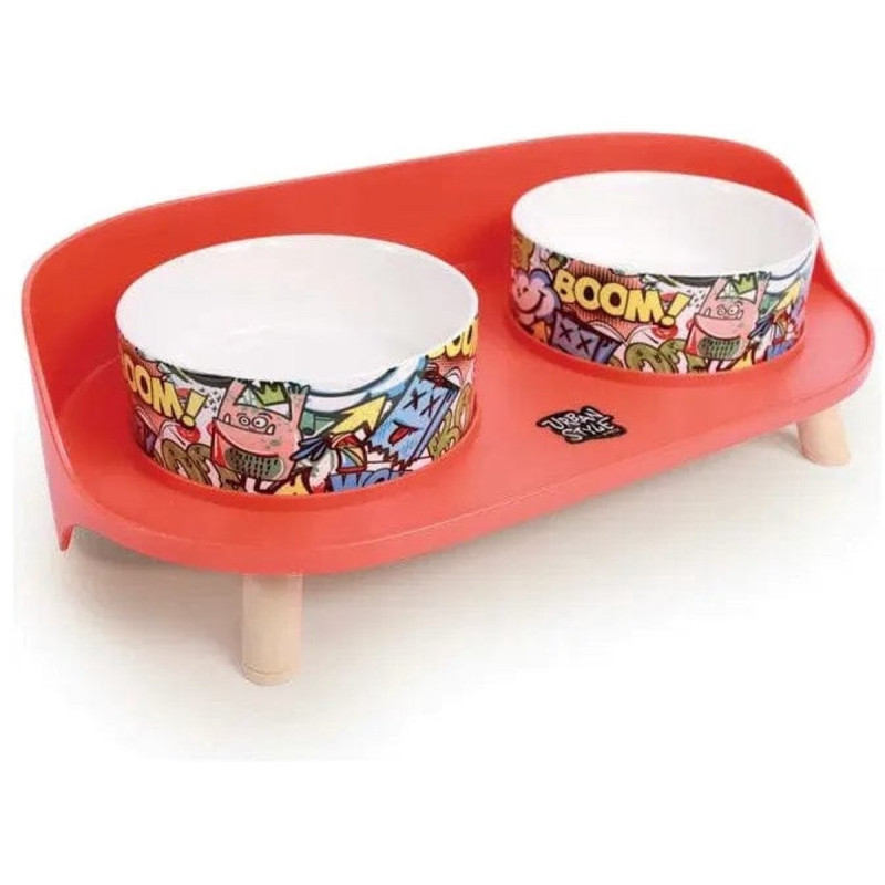 Double gamelle surélevée multicolore pour chien – soulage les cervicales et améliore la posture Double gamelle surélevée multicolore pour chien – soulage les cervicales et améliore la posture