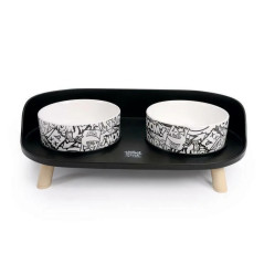 ceramic double bowl - Urban Style Noir 450ml -Mpets