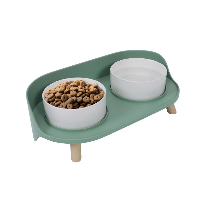 M-pets Gamelle Double surélevée pour le confort et protection du coup - 450ml - vert pastel M-pets Gamelle Double surélevée pour le confort et protection du coup - 450ml - vert pastel