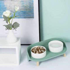 M-pets elevated dog bowl - ergonomic dog feeder - verhoogde voerbak hond - 450ml- green