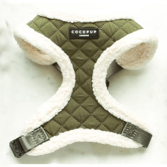 Harnais Cocopup matelassé kaki doublé en fausse fourrure blanche