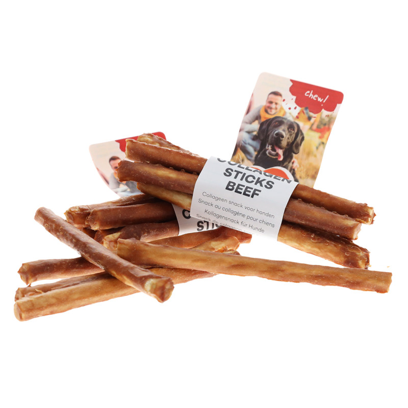 Détail Roll à mâcher naturel au bœuf et collagène pour chien, snack plus souple et plus digeste que le cuir brut