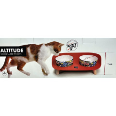 Gamelle double surélevée M-Pets Urban Style Altitude avec croquettes et eau, station de repas ergonomique