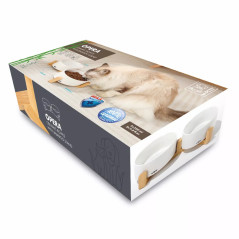 M-Pets Opera Blanc – Bols en céramique avec support en bambou pour chien et chat