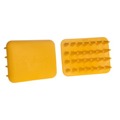 Faces avant et arrière des brosses démêlantes spéciales chats, version soft montrant la zone de picots et le dos ergonomique