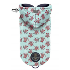 Imperméable Milk&Pepper Teiki vert d’eau imprimé tortues pour chien