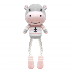 Jouet peluche Milk&Pepper Enora hippopotame gris avec cordes pour chien