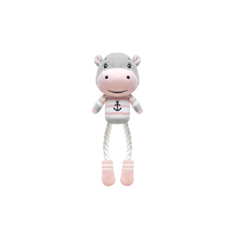 Jouet peluche Milk&Pepper Enora hippopotame gris avec cordes pour chien