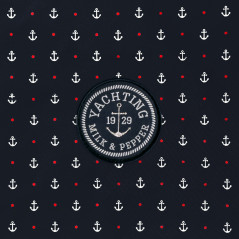 Détail bandana Milk&Pepper Kelig motif marine encre blanche