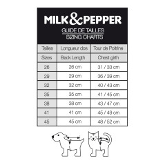 Guide des tailles Milk&Pepper vêtements pour chien