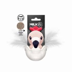 Jouet chat Milk&Pepper Angelina flamand rose avec plumes présentation produit