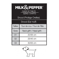 Guide des tailles snood Milk&Pepper Rowan pour chien