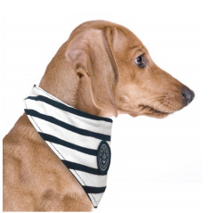 Chien portant bandana Milk&Pepper Gurvan bleu marine rayé