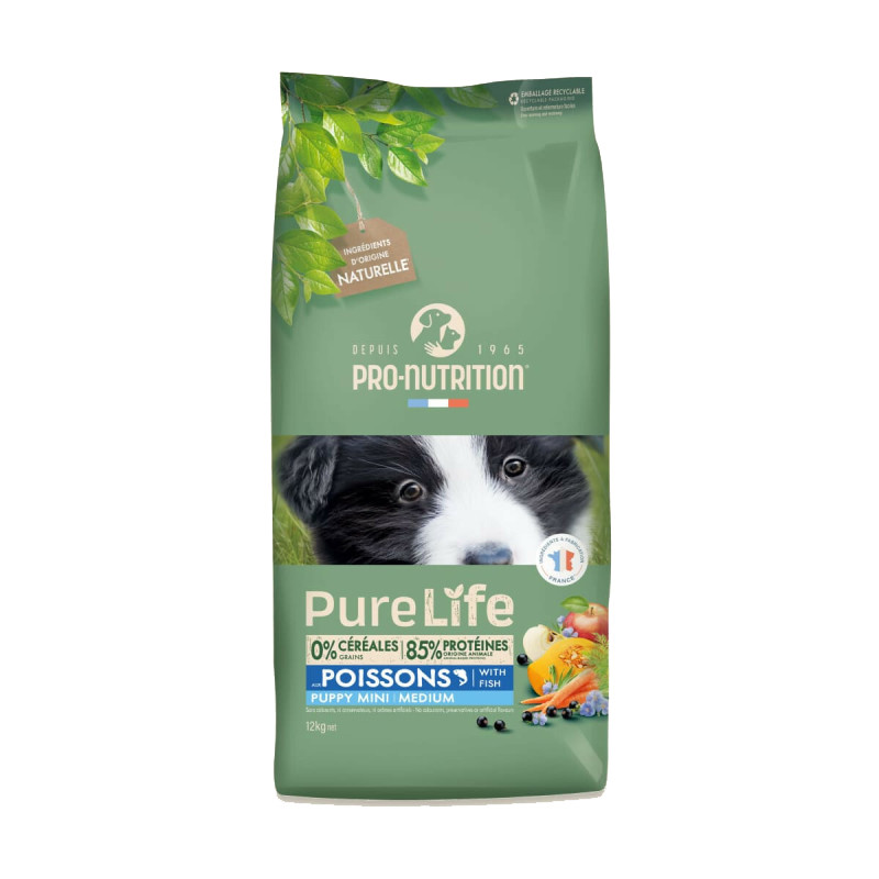Croquettes Pure Life Puppy Mini Medium saveur poissons pour chiot de petite ou moyenne taille Croquettes Pure Life Puppy Mini Medium saveur poissons pour chiot de petite ou moyenne taille