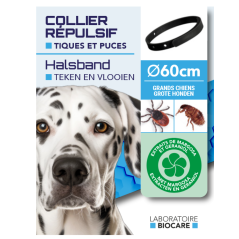 Collier ajustable Biocare naturel pour chien moyen et grand chien contre puces et tiques grands chiens