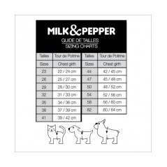 Harnais Milk & Pepper Josef fourrure grise pour chien – vue tableau de tailles