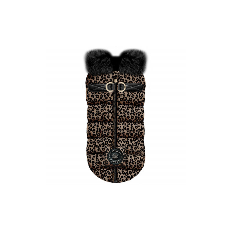 Milk & Pepper Amara Doudoune Harnais Intégré Léopard / Fourrure Noire – vue principale Milk & Pepper Amara Doudoune Harnais Intégré Léopard / Fourrure Noire – vue principale