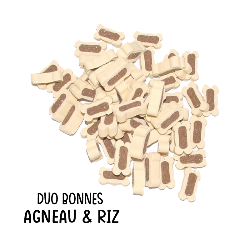 détail duo bones agneau riz pour chien friandise naturelle détail duo bones agneau riz pour chien friandise naturelle