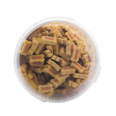 détail vue de dessus friandises pour chien os mini saumon & riz